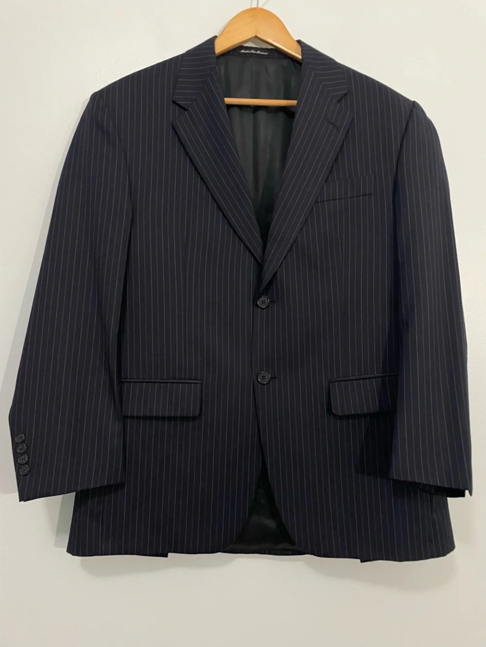 Ralph Lauren Navy Pinstripe Pure Wool Two-Button Blazer Size 40R